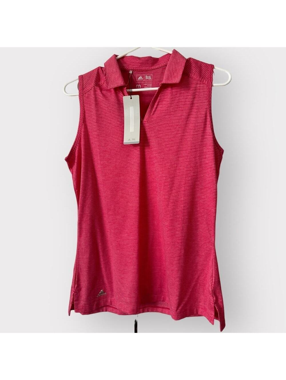 NWT Adidas Ultimate365 Sleeveless Golf Polo M Pink Heather Collared V-Neck $60 - Picture 8 of 8